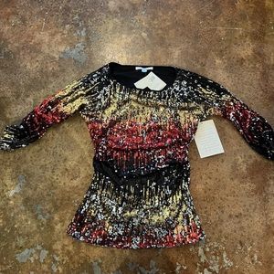 Boston Proper Multi Sequin Cs Top Silver Multi Womens Size Small Blouse